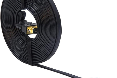 15M Ultra Thin Flat Type Computer Monitor VGA Cable Standard 15 Pin Male to Male VGA Wire 50 Feet